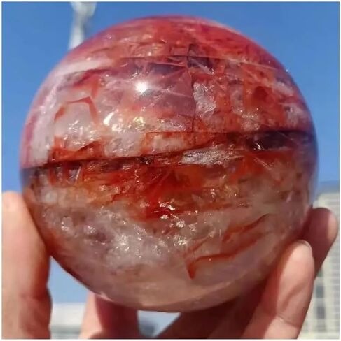 1pcs 300-400g Red Stone Quartz Ball, Crystal Raw Polishing Glue Flower in Saudi Arabia