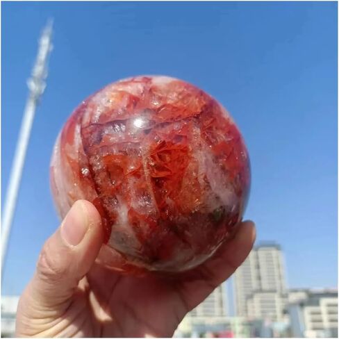 1pcs 300-400g Red Stone Quartz Ball, Crystal Raw Polishing Glue Flower in Saudi Arabia