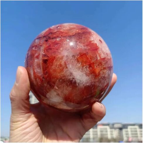 1pcs 300-400g Red Stone Quartz Ball, Crystal Raw Polishing Glue Flower in Saudi Arabia