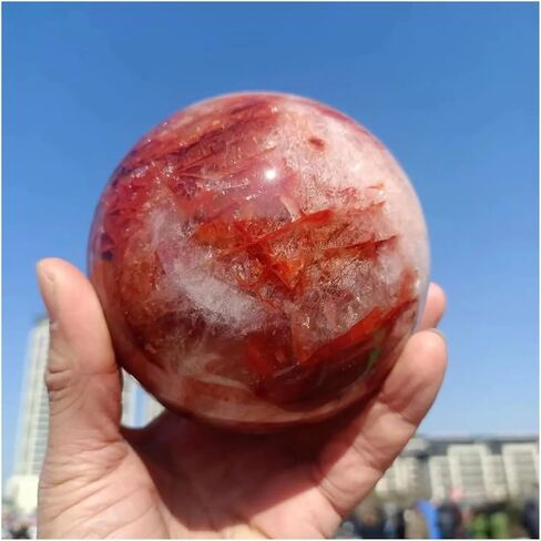 1pcs 300-400g Red Stone Quartz Ball, Crystal Raw Polishing Glue Flower in Saudi Arabia