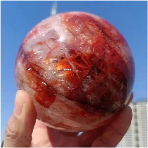 1pcs 300-400g Red Stone Quartz Ball, Crystal Raw Polishing Glue Flower in Saudi Arabia
