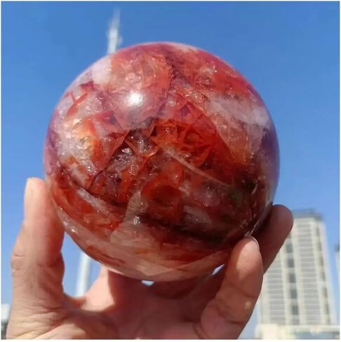 1pcs 300-400g Red Stone Quartz Ball, Crystal Raw Polishing Glue Flower in Saudi Arabia