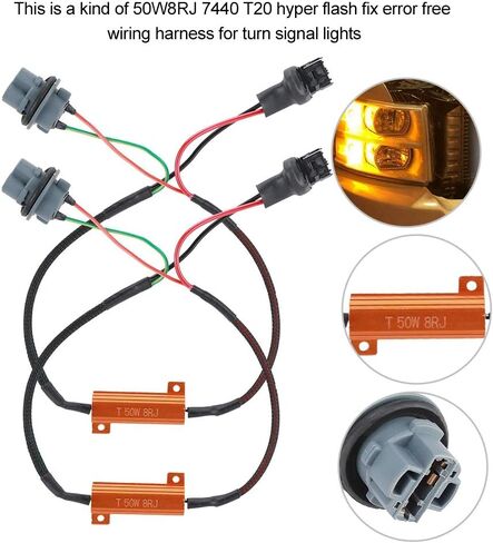 B08Y8Tdqdy، مقاومات الحمل LED بدوره - 7440 T20 50W8RJ سلك مقاوم واحد مثبت فلاش فرط لأضواء الانعطاف LED in Saudi Arabia