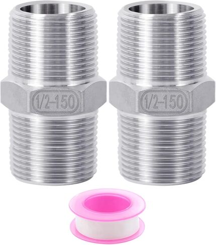 1 Inch Male Hex Nipples, 304 Stainless Steel 1" NPT Threaded Pipe Adapter Fittings Equal Nipples Connectors, Stainless Steel 1 Inch Hex Nipple Pipe Extension Fittings (1", 2pcs) in Kuwait
