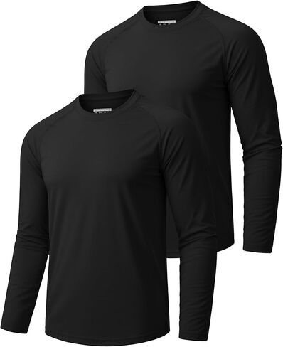 MAGCOMSEN 2 Pack Men's Long Sleeve Shirts Sun Protection UPF 50+ UV SPF Dry Fit T-Shirt for Swim Athletic in Saudi Arabia