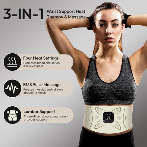 تونر العضلات Ab Stimulator - وظائف التسخين والتدليك، جهاز حرق الدهون وتنغيم البطن، معدات اللياقة البدنية المنزلية المحمولة للجنسين in Kuwait