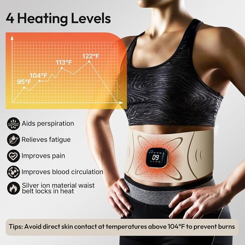 تونر العضلات Ab Stimulator - وظائف التسخين والتدليك، جهاز حرق الدهون وتنغيم البطن، معدات اللياقة البدنية المنزلية المحمولة للجنسين in Kuwait