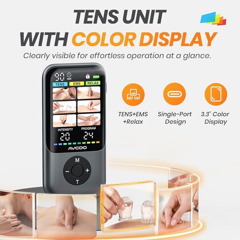 24 وضعًا لوحدة تحفيز العضلات مع أحدث شاشة ملونة، منفذ مبتكر من النوع C، جهاز TENS 3 في 1 قابل لإعادة الشحن للكتف، علاج لتخفيف آلام الظهر، آلة تدليك EMS، 10 وسادات in Kuwait