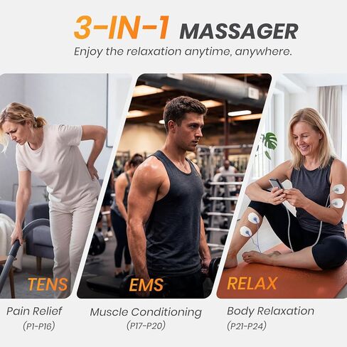 24 وضعًا لوحدة تحفيز العضلات مع أحدث شاشة ملونة، منفذ مبتكر من النوع C، جهاز TENS 3 في 1 قابل لإعادة الشحن للكتف، علاج لتخفيف آلام الظهر، آلة تدليك EMS، 10 وسادات in Kuwait