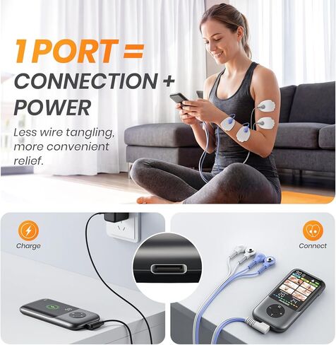 24 وضعًا لوحدة تحفيز العضلات مع أحدث شاشة ملونة، منفذ مبتكر من النوع C، جهاز TENS 3 في 1 قابل لإعادة الشحن للكتف، علاج لتخفيف آلام الظهر، آلة تدليك EMS، 10 وسادات in Kuwait