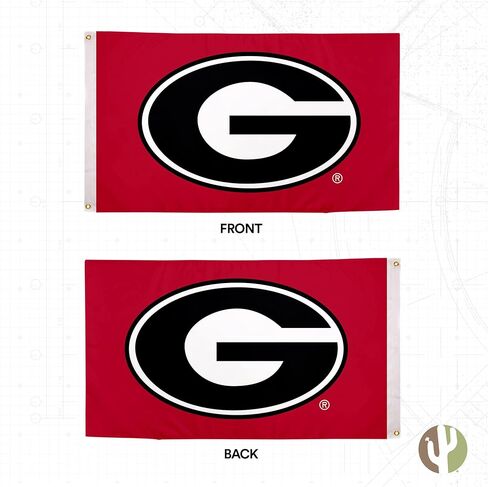 Desert Cactus University of Georgia Flags Double Sided Bulldogs UGA Dawgs Banners 100% Polyester Indoor Outdoor 3x5 (Double Sided - Flag 1) in Saudi Arabia