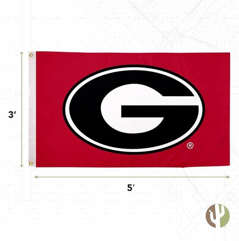 Desert Cactus University of Georgia Flags Double Sided Bulldogs UGA Dawgs Banners 100% Polyester Indoor Outdoor 3x5 (Double Sided - Flag 1) in Saudi Arabia