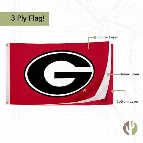 Desert Cactus University of Georgia Flags Double Sided Bulldogs UGA Dawgs Banners 100% Polyester Indoor Outdoor 3x5 (Double Sided - Flag 1) in Saudi Arabia
