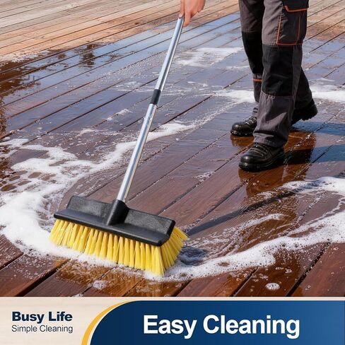 Yocada Deck Brush with 4-Section Extendable Handle Floor Scrub Brush Soft &Medium Bristles Non-Slip Grip for Outdoor Deck Patio Bathroom Garage Concrete Cleaning 53.89 Inch in Saudi Arabia