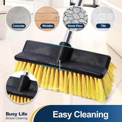 Yocada Deck Brush with 4-Section Extendable Handle Floor Scrub Brush Soft &Medium Bristles Non-Slip Grip for Outdoor Deck Patio Bathroom Garage Concrete Cleaning 53.89 Inch in Saudi Arabia
