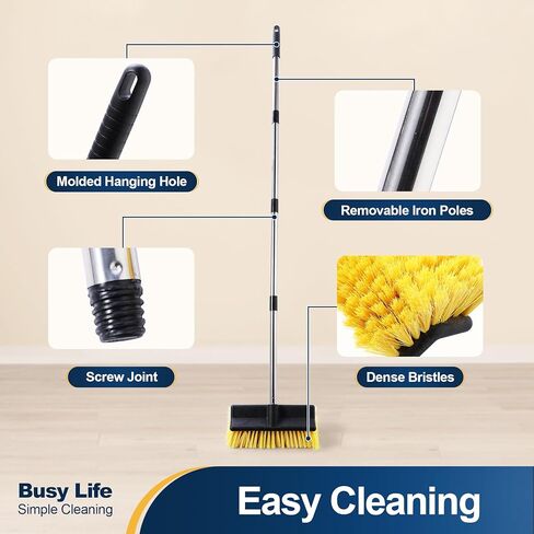 Yocada Deck Brush with 4-Section Extendable Handle Floor Scrub Brush Soft &Medium Bristles Non-Slip Grip for Outdoor Deck Patio Bathroom Garage Concrete Cleaning 53.89 Inch in Saudi Arabia