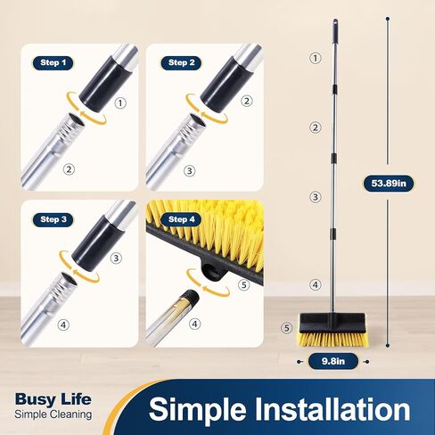 Yocada Deck Brush with 4-Section Extendable Handle Floor Scrub Brush Soft &Medium Bristles Non-Slip Grip for Outdoor Deck Patio Bathroom Garage Concrete Cleaning 53.89 Inch in Saudi Arabia