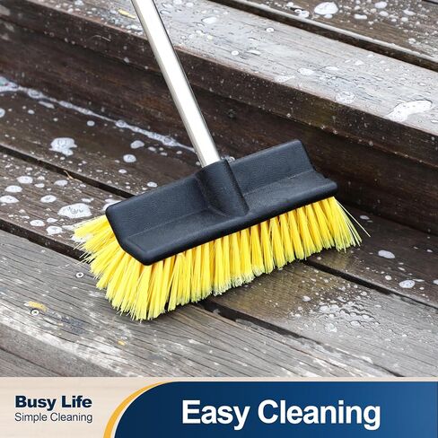 Yocada Deck Brush with 4-Section Extendable Handle Floor Scrub Brush Soft &Medium Bristles Non-Slip Grip for Outdoor Deck Patio Bathroom Garage Concrete Cleaning 53.89 Inch in Saudi Arabia