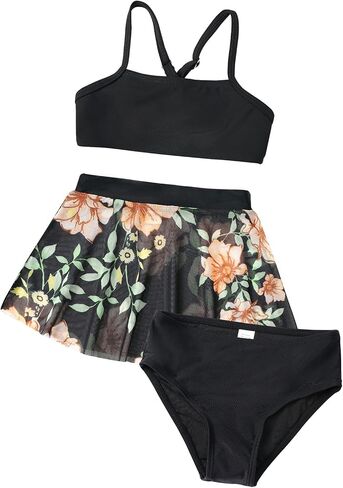 Girls Shoulder Straps Swimsuit Tulle Skirt Swimsuit Kids Tankini Swimwear Two-Piece UV Protection Swimwear in Saudi Arabia