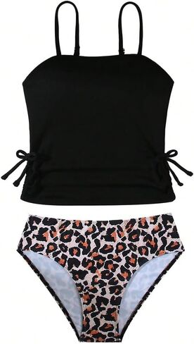 Girls Tankini Swimsuits Two Piece Bathing Suit Drawstring Swimwear Set for Girls 5-12 Years in Saudi Arabia