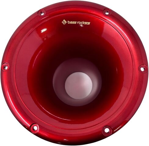 Bass Rockers 2" Throat 5.65" Exit Colorful Horn Wave Guide UV Resistant Chrome Finish for Bolt on Compression Driver 5.3" Height (Red) 4 Pack in Saudi Arabia