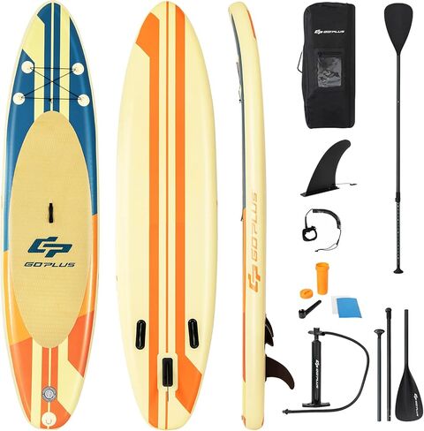 Goplus Inflatable Stand up Paddle Board, 10'/10.5'/11' SUP 6" Thick with Premium Accessories, Adjustable Aluminum Paddle, Leash, Carry Bag, Hand Pump, Removable Fin, ISUP for Adults in Saudi Arabia