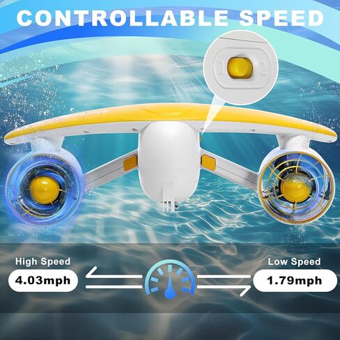 Aimery Oryxearth Dual Motor Underwater Scooter, 164FT Max Depth, 2 Speed Modes Control (1.79mph & 4.03mph) with Child Lock and Camera Compatible for Scuba Diving Snorkeling in Saudi Arabia