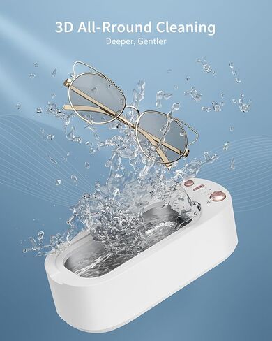 Jewelry Cleaner, Portable Travel Ultrasonic Jewelry Cleaner Machine with 3 Mode, Rechargeable 45KHz Diamond Cleaner for Rings, Watch, Glasses and Retainer, Professional Coin and Gold Cleaner in Saudi Arabia