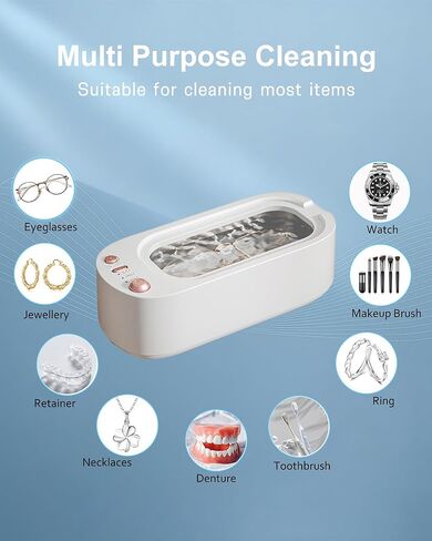 Jewelry Cleaner, Portable Travel Ultrasonic Jewelry Cleaner Machine with 3 Mode, Rechargeable 45KHz Diamond Cleaner for Rings, Watch, Glasses and Retainer, Professional Coin and Gold Cleaner in Saudi Arabia