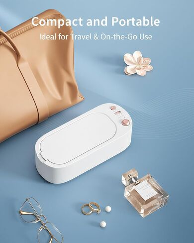 Jewelry Cleaner, Portable Travel Ultrasonic Jewelry Cleaner Machine with 3 Mode, Rechargeable 45KHz Diamond Cleaner for Rings, Watch, Glasses and Retainer, Professional Coin and Gold Cleaner in Saudi Arabia