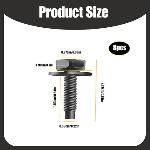8 قطع M8-1.25 X 20 مم مسامير لوحة انزلاقية للسيارة، مسمار غطاء منزلق برأس سداسي من الفولاذ الكربوني، متوافق مع Toyota 4Runner/Tacoma/Tundra/Sequoia/FJ Cruiser، لـ 90080-11373 in Kuwait