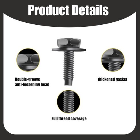 8 قطع M8-1.25 X 20 مم مسامير لوحة انزلاقية للسيارة، مسمار غطاء منزلق برأس سداسي من الفولاذ الكربوني، متوافق مع Toyota 4Runner/Tacoma/Tundra/Sequoia/FJ Cruiser، لـ 90080-11373 in Kuwait