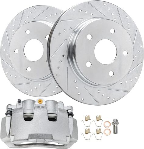 Detroit Axle - مجموعة الفرامل الأمامية لـ 07-10 نماذج Hyundai Elantra Sedan محفورة ومحفورة بالفرامل 2007 2008 2009 in Kuwait