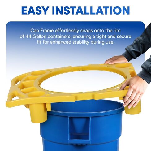 علبة قمامة بليكسون سعة 44 جالونًا - إطار أصفر عالي التحمل مع أشرطة حقيبة ومقبض لإدارة النفايات التجارية، يناسب الحاويات المستديرة سعة 44 جالونًا in Kuwait
