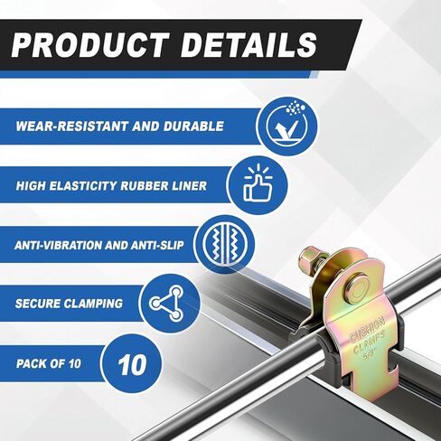 10 Pack Cushion Strut Clamp, Zinc-plated Pipe Clamp for Mounting Copper Piping, Pex Pipe, Cvpc Tubing, Easy Installation with Bolts and Nuts(5/8" Od) in Kuwait