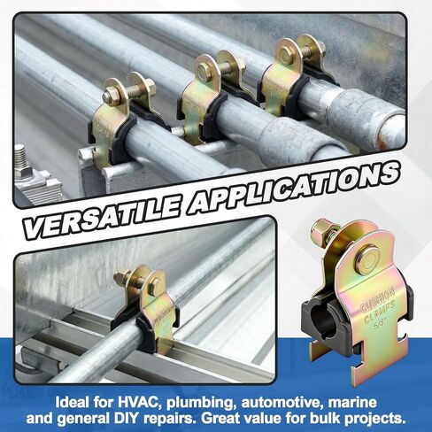 10 Pack Cushion Strut Clamp, Zinc-plated Pipe Clamp for Mounting Copper Piping, Pex Pipe, Cvpc Tubing, Easy Installation with Bolts and Nuts(5/8" Od) in Kuwait