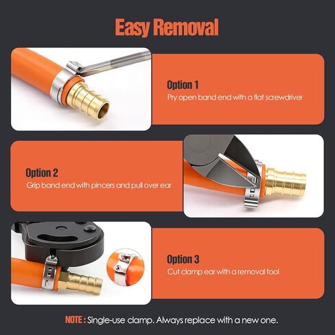 TRILINK 3/8" PEX Crimp Rings 120-Pack, 304 Stainless Steel Single Ear Cinch Clamp Rings, 3/8 Inch Leak-Proof Pinch Clamps Compatible with PEX Tubing & Standard Cinch Tools in Kuwait