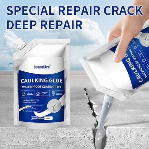 حشو الشقوق الخرسانية، نوع طلاء مقاوم للماء بالغراء الرمادي، سدادة اختراق عميقة مقاومة للماء للطقس للشقوق في الجدران والأرضيات والحمامات والمعادن والخشب والبلاط، 200 مل/6.76 أونصة in Kuwait