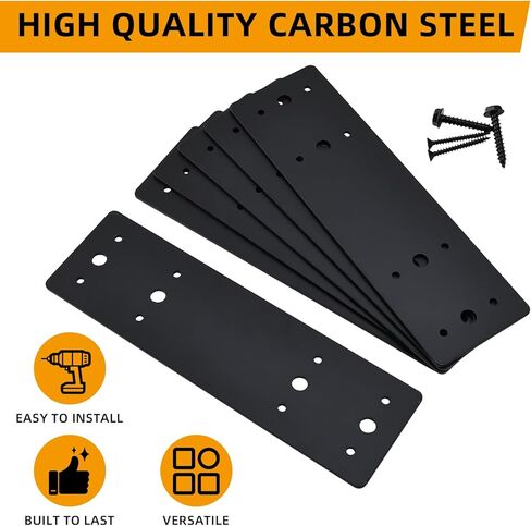 6pcs 10"x3" Straight Steel Flat Plates Metal Mending Plate Fixing Joining Bracket with Screws for Framing Pergolas, Repair House, Wood Furniture in Kuwait
