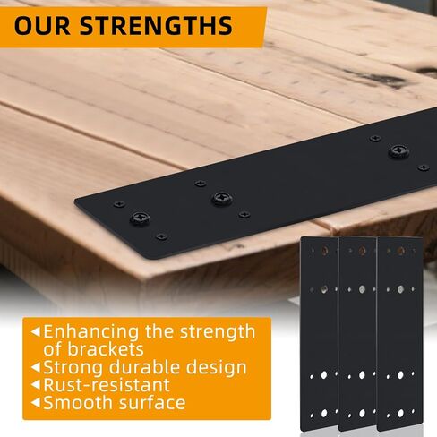 6pcs 10"x3" Straight Steel Flat Plates Metal Mending Plate Fixing Joining Bracket with Screws for Framing Pergolas, Repair House, Wood Furniture in Kuwait