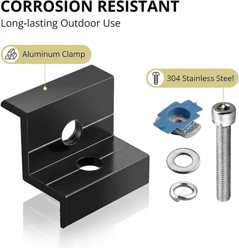 12 قطعة من مشابك نهاية الألواح الشمسية المصنوعة من الألومنيوم الأسود مقاس 30 مم/35 مم للتركيب القياسي، ودعامات التثبيت مع الأجهزة، للتركيب الشمسي على الأسطح المعدنية والقصدير والمسطحة والصفائحية in Kuwait
