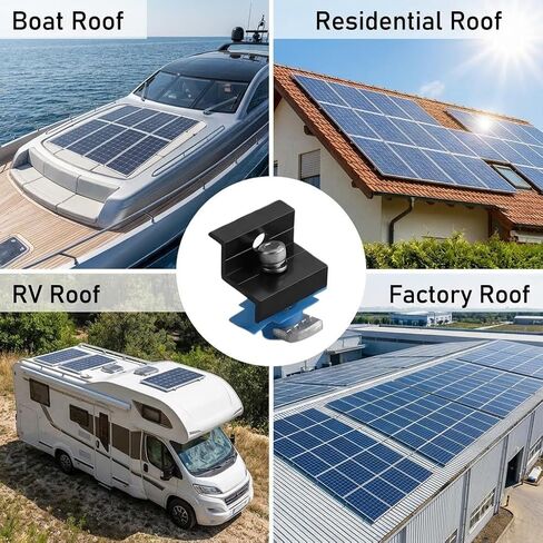 12 قطعة من مشابك نهاية الألواح الشمسية المصنوعة من الألومنيوم الأسود مقاس 30 مم/35 مم للتركيب القياسي، ودعامات التثبيت مع الأجهزة، للتركيب الشمسي على الأسطح المعدنية والقصدير والمسطحة والصفائحية in Kuwait