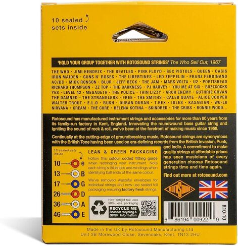 Rotosound R10-10 (Roto Yellows) Electric Guitar Strings 10 Pack in Saudi Arabia