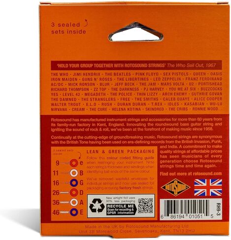 Rotosound RH9-3 (روتو برتقالي) سلاسل جيتار كهربائي 3 عبوات in Saudi Arabia