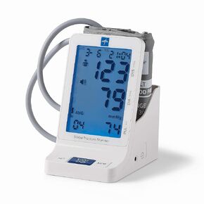 Medline Elite Bedside Talking Automatic Digital Blood Pressure Monitor with Universal Upper Arm Cuff (fits arms 22-42 cm), AC Adapter and Batteries, Alarm and Extra Large Backlit Display in Kuwait