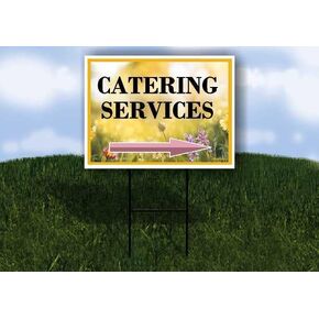 Catering Services Spring Flowers Yellow Field Up Arrows A-Frame Single Sided 23x23 in. sign in Kuwait