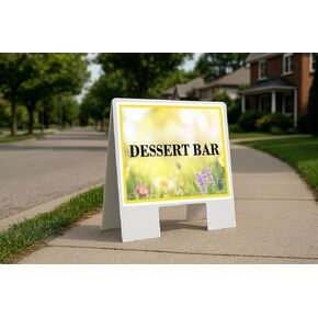 Dessert Bar Spring Flowers Yellow Field Up Arrows A-Frame Single Sided 23x23 in. sign in Kuwait