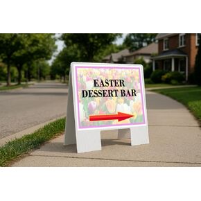 Easter Dessert Bar Spring Flowers Tulips Up Arrows A-Frame Single Sided 23x23 in. sign in Kuwait