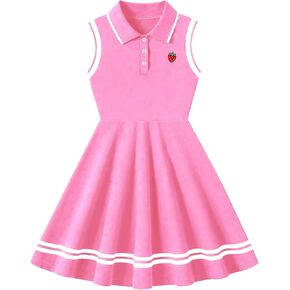 Girl's Sleeveless Dress Sport Polo Dress Cute Pattern Casual Outfits Sundress for Kids 2-7 in Kuwait
