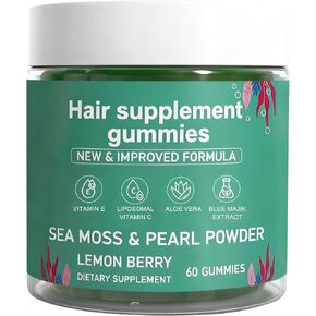 Hair Loss Gummies,Sea Moss Gummies with Vitamin C, Vitamin E, Aloe Vera, Pearl Powder Support Faster Hair Growth,Enhance Nail Elasticity,Promot Radiant Skin,Gluten-Free - 60 Count in Kuwait